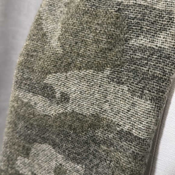 Large 77x28 Scarf/Wrap-Subtle Abstract Camo-Green/Gray-Raw Edge Fringe-Polyester - Picture 2 of 14